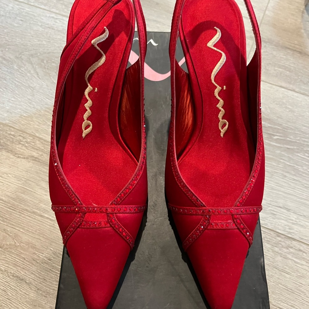 Nina Red Pointed Slingback Heels